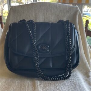 Coach Black Quilted Shoulder Bag with Chain Strap